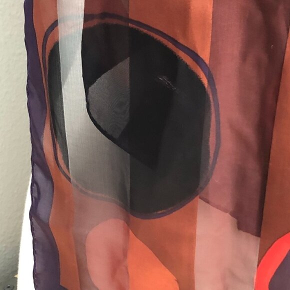 Vintage Elaine Gold Silk Scarf Women's Black Bronze Red Purple 52" - Picture 4 of 8